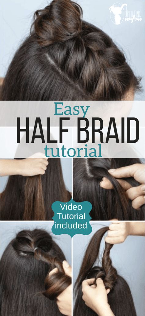 Adorable half braid tutorial. Freshen up you hairstyle with this easy updo that is super cute! Video tutorial included. Braided Hairstyle Tutorial Videos, Braid Hairstyle Tutorial, Chignon Simple, Half Braid, Top Braid, Easy Updo, Easy Updo Hairstyles, Fesyen Rambut, Cute Video