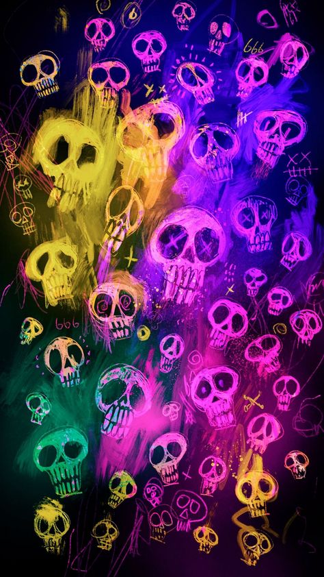 Christmas Snowflakes Wallpaper, Pink Halloween Wallpaper, Neon Skeleton, Colorful Skull Art, Panda Artwork, Cool Drawing, Blue Drawings, Halloween Wallpaper Cute, Gothic Wallpaper