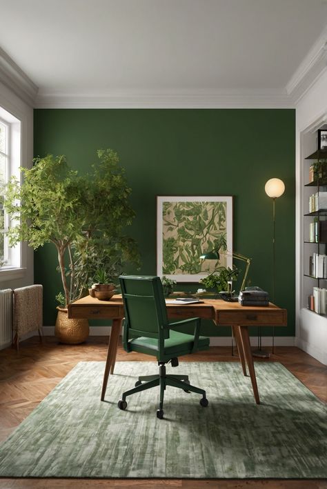 Discover why Kale Green (SW 6460) is the top paint choice for garden-inspired offices in 2024. Explore daily routines of interior designers adding lush greenery for a vibrant workspace. #Ad #homedecor #homedesign #trendgirlApartment #Painthome #interiorarchitecture Wall Colors Green Room Colors
Bright Room office Colors
Apartment Renovation
Home office Remodeling
Modern Paint Colors
2024 Olive Green Home Office Ideas, Bright Green Office, Office Painting Ideas For Walls, Green Office Interior Design, Green Wallpaper Office, Olive Color Walls, Green And Brown Office, Home Office Colourful, Green Office Paint Colors