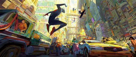 All Spiderman, Miles Morales Spiderman, Color Script, The Spider, Spiderman Art, Visual Development, Environment Concept Art, 영감을 주는 캐릭터, Spider Verse