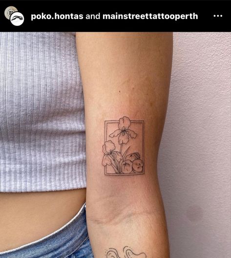 Flower In A Box Tattoo, Flowers In A Box Tattoo, Square Box Tattoo, Flower Box Tattoo, Flower In Box Tattoo, Box Flower Tattoo, Flower In Frame Tattoo, Flower Tattoo Bicep, Rectangle Tattoo