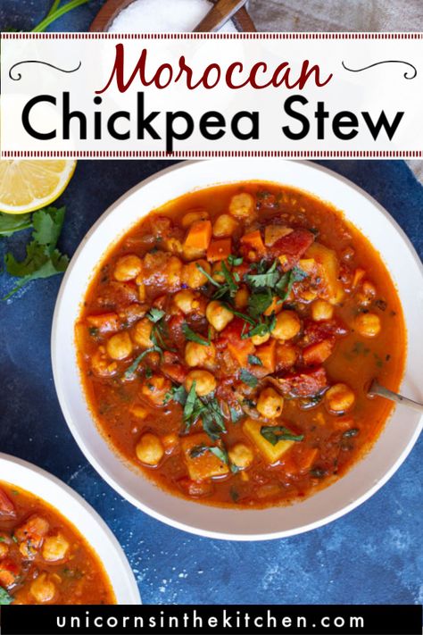 Tuscan Chickpea Stew, Chickpea Beef Stew, Harissa Chickpea Stew, Meals With Chickpeas Healthy Recipes, Chickpeas In Tomato Sauce, Vegan Moroccan Stew, Vegetarian Moroccan Stew, Chickpeas Soup Recipes, Mediterranean Chickpea Stew