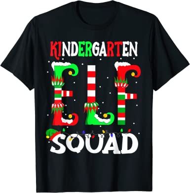 kindergarten elf squad Christmas Teacher Xmas boys girls kid T-Shirt Cousins Shirts, Elf Pajamas, Funny Pajamas, Xmas Elf, Christmas Matching, Matching Tees, Matching Pajamas, Christmas Family, Pattern Drawing