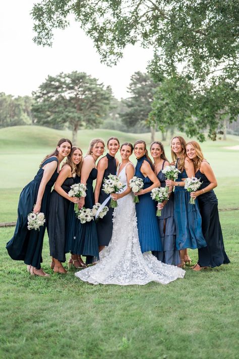 Shades Of Navy Bridesmaid Dresses, Mismatch Navy Bridesmaid Dresses, Navy Blue Mix And Match Bridesmaids, Mismatched Blue Wedding Party, Blue And Black Bridesmaid Dresses, All Blue Bridal Party, Navy Mix And Match Bridesmaid Dresses, Navy Wedding Bridesmaid Dresses, Dark Blue Bridal Party