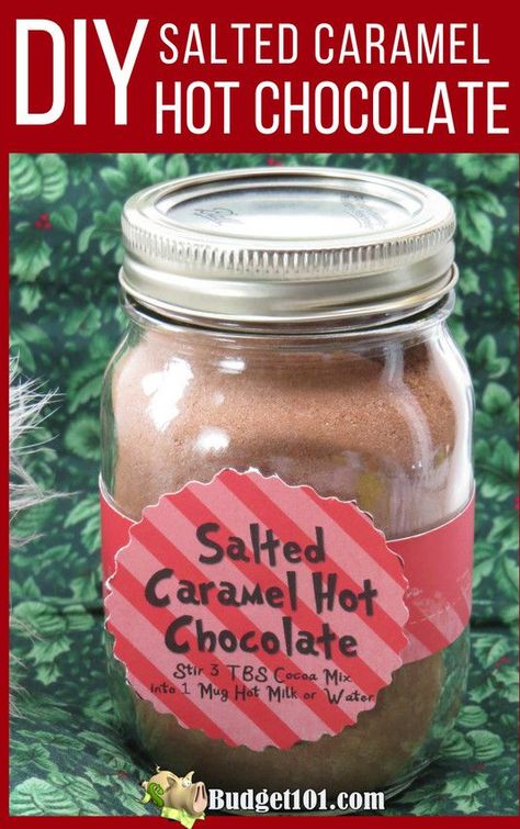 Caramel Hot Chocolate, Hot Cocoa Mix Recipe, Rich Hot Chocolate, Hot Chocolate Mix Recipe, Salted Caramel Hot Chocolate, Salted Caramels, Homemade Dry Mixes, Homemade Hot Chocolate Mix, Homemade Hot Cocoa