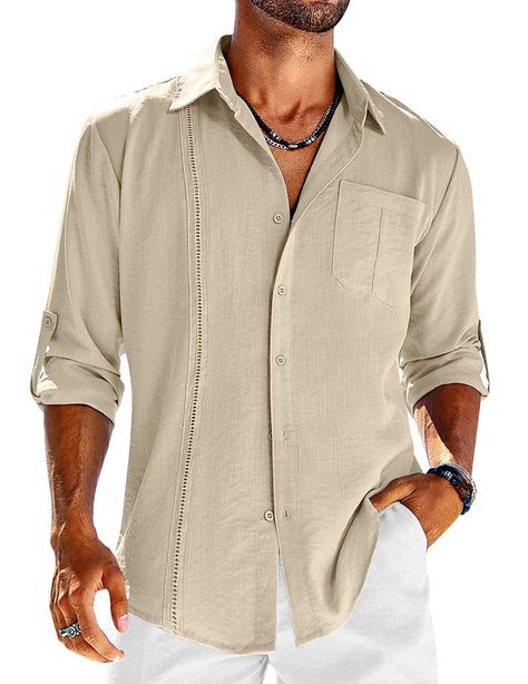 Mens Guayabera Shirts, Cuban Shirts, Guayabera Shirt, White Clothes, Linen Shirt Men, Casual Long Sleeve Shirts, Mens Linen, Linnet, American People