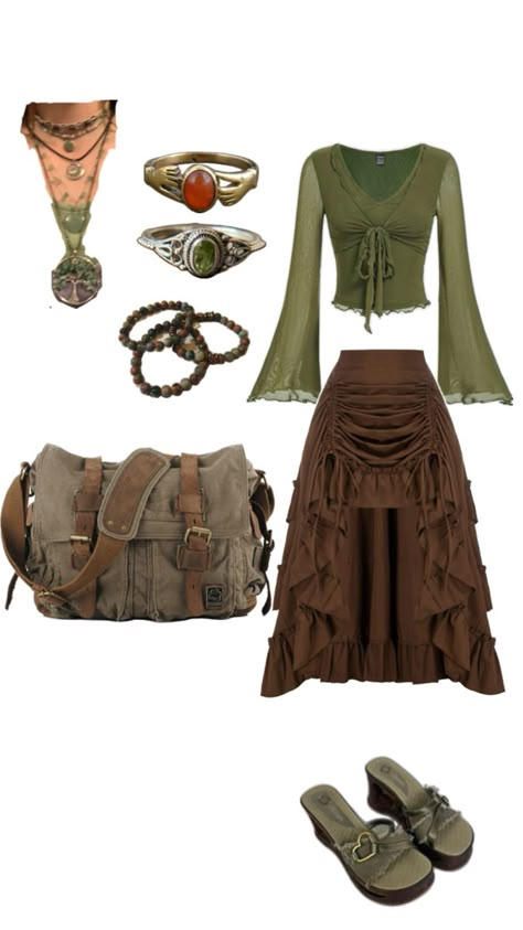 Fairy Outfit, Earthy Green, Earthy Outfits, Estilo Hippie, Boho Chic Outfits, Swaggy Outfits, Hippie Outfits, Mode Vintage, Lookbook Outfits