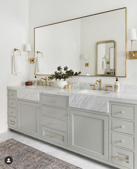 Bathroom Cabinet Colors, Grey Bathroom Cabinets, Best Gray Paint, Best Gray Paint Color, Master Bath Vanity, Baths Interior, Painted Vanity, Master Bath Remodel, Bathroom Design Luxury