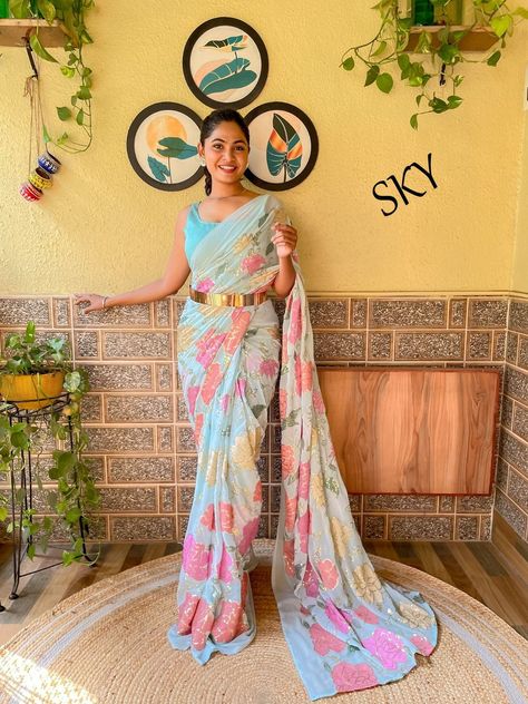 *Presenting You Most Beautiful 1 Min Seqwance Saree Collection With Our Own Real Modeling Shoot😍😍😍* *1 Min Ready To Wear Saree * *Our Own Real Modeling Shoot😍😍😍* Fabric Details Saree : *Premium georgette with seqwance work & multicolour thread work ( 1 Min Saree )* Blouse : *Satin banglori silk with {1 Mtr}* Saree Size *Ready To Wear Saree Upto Xxl* Note *Our Own Real Modeling Shoot😍😍* *RATE*- 1450/- redy to wear with blet Multicolour Saree, Ready Saree, Pre Stitched Saree, Sabyasachi Sarees, Pleated Saree, Blouse Satin, Saree Blouse Patterns, Baby Pink Colour, Ready To Wear Saree