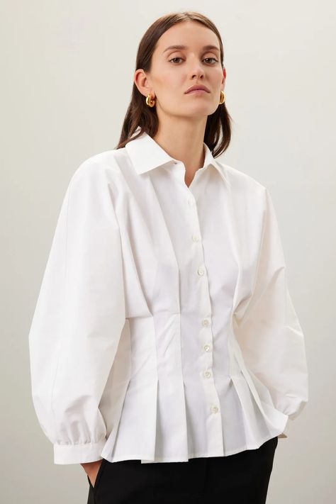 Techno Poplin Top by Natori | Rent the Runway Business Casual Work, Peplum Shirts, Pleated Shirt, Poplin Top, Denim Crafts, Simple Shirts, Boys Coat, Fabric Jewelry, Poplin Shirt