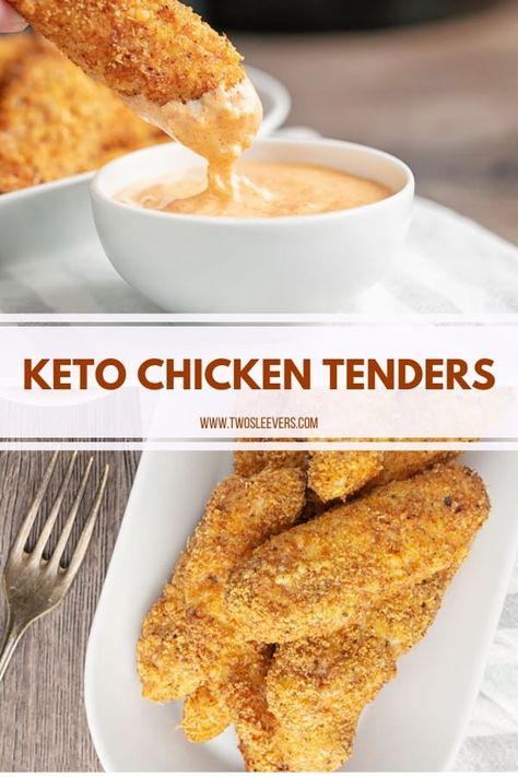 These Keto Chicken Tenders are the absolute best low carb breaded chicken tenders out there! They're so good and so easy to make in your air fryer! Chicken Shake And Bake, Low Carb Fried Chicken, Keto Chicken Tenders, Best Low Carb Bread, Keto Fried Chicken, Breaded Chicken Tenders, Air Fryer Chicken Tenders, Tasty Lunch, Shake N Bake