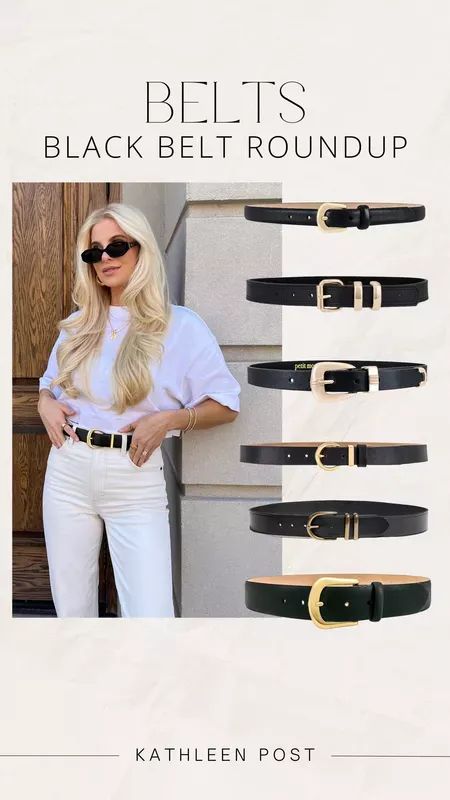 Black Leather Womens Belt, Belts For Fall 2023, Black Leather Belt Outfit, Leather Belt Women Outfit, Black And Gold Belt Outfit, Trending Belts For Women, Black Leather Belt Women's, Classic Belts For Women, Black Belt Women