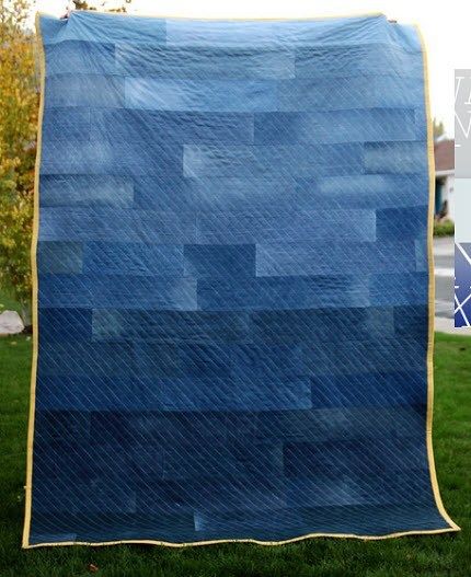 Tutorial: Ombre denim quilt – Quilting Återvinna Jeans, Jean Quilts, Denim Quilt Patterns, Ombre Denim, Blue Jean Quilts, Denim Quilts, Jean Quilt, Boy Jeans, Blue Quilt