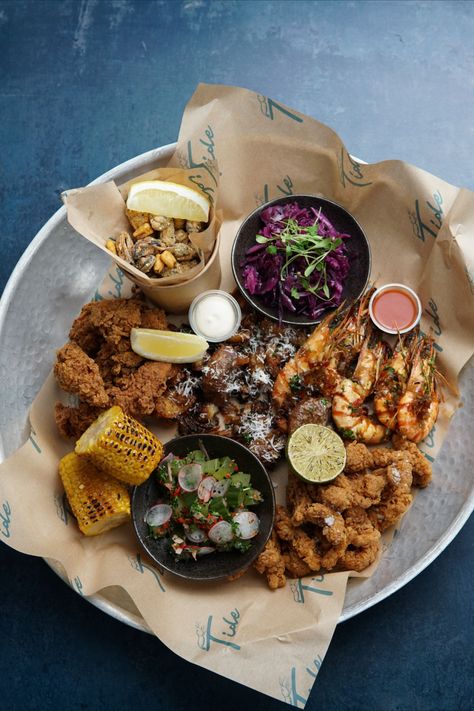 Tide seafood platter American Street Food, Seafood Dip, Seafood Medley, Salad Inspiration, Seafood Stew, American Street, Grilled Seafood, Seafood Salad, Brighton And Hove