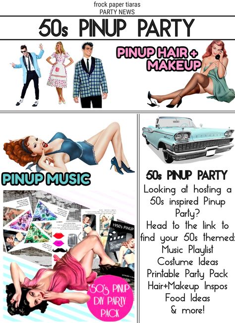 How to host a Pinup Theme Party Pinup Party Theme, 1950s Pin Up Girl, Pinup Party, Pin Up Party, 50s Theme, 50s Theme Parties, Sock Hop Party, Rockabilly Party, Vintage Party Decorations