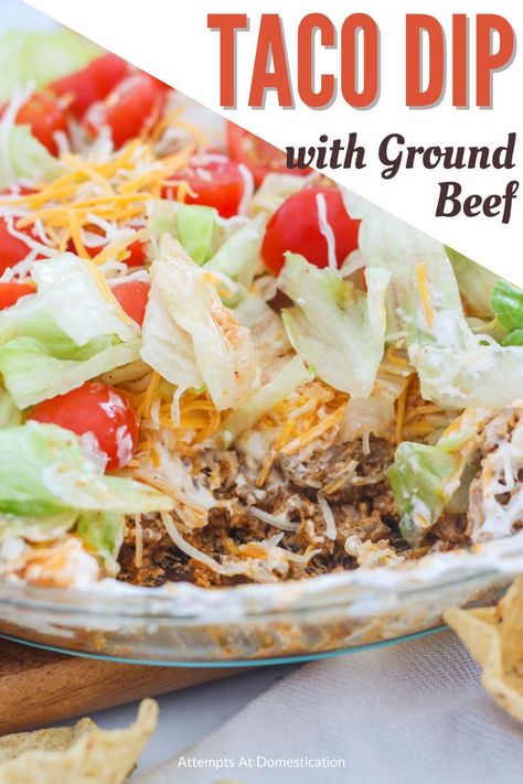 Dip With Beef, Beef Taco Dip, Taco Dip With Ground Beef, Ground Beef Taco Dip, Taco Salad Dip, Dip With Ground Beef, Easy Taco Dip, Cream Cheese Taco Dip, Taco Dip Easy