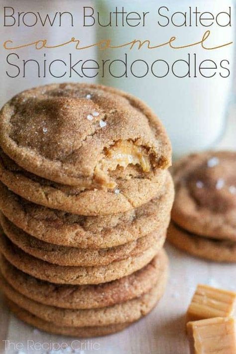 Caramel Snickerdoodles, Caramel Butter, Brown Butter Cookies, Salted Caramel Cookies, Snickerdoodle Recipe, The Recipe Critic, Recipe Critic, Snickerdoodle Cookie Recipes, Fall Cooking