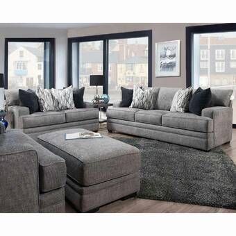 Blue And Gray Living Room, Ashley Furniture Living Room, Stationary Collection, Living Room Decor Gray, Chair And A Half, Room Color, Living Room Collections, Denim Material, Living Room Decor Apartment