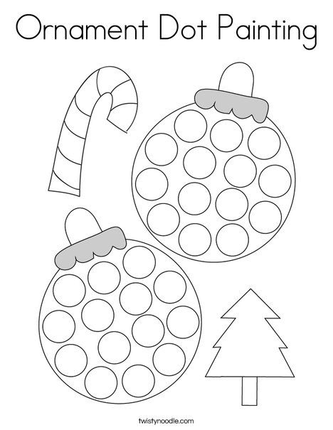 Ornament Dot Painting Coloring Page - Twisty Noodle Dot Markers Art, Marker Coloring Pages, Dot Marker Printables, Marker Coloring, December Crafts, Twisty Noodle, Christmas Teaching, Christmas Crafts For Toddlers, Christmas Worksheets