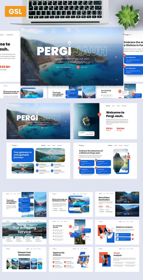 Travel Presentation Template, Travel Powerpoint Template, Travel Presentation Design, Presentation Design Inspiration, Slide Presentation Design, Presentation Layout Design, Presentation Slide Design, Travel Powerpoint, Travel Presentation