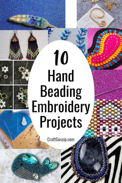 10 Hand Beading Embroidery Projects – Needle Work How To Add Beads To Embroidery, Diy Bead Embroidery Patterns, Beadwork Embroidery Tutorial, Hand Bead Embroidery Designs, Bead Embroidery Patterns Templates, Bead Embroidery Ideas, Bead Embroidery Patterns Beadwork Design, Beadwork Embroidery Patterns, How To Bead Embroidery