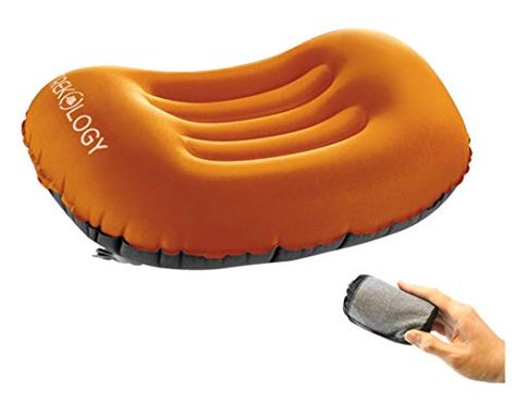 Trekology Ultralight Inflating Travel/Camping Pillows - Compressible, Compact, Inflatable, Comfortable, Ergonomic Pil... Ergonomic Pillow, Camping Pillow, Pillow For Neck, Design Camp, Inflatable Pillow, Orange Backpacks, Camping Pillows, Beach Pillows, Air Pillow