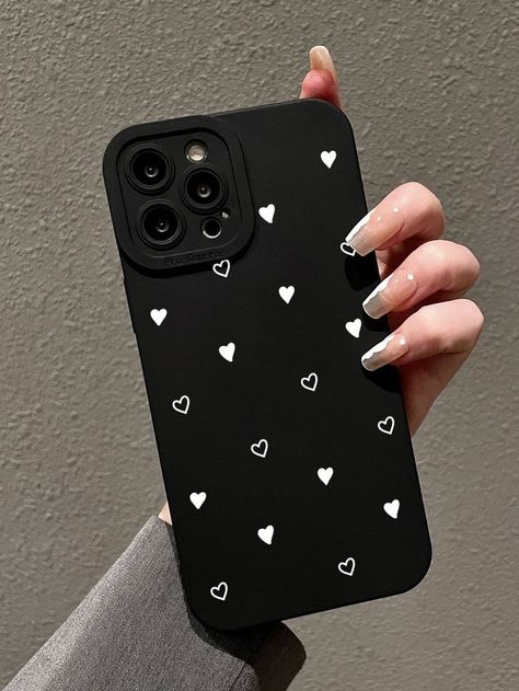 Black Phone Phone Case, How To Make Aesthetic Phone Cover, Phone Case Black Aesthetic, Cute Black Phone Cases, Black Phone Case Design, Black Mobile Cover, Back Covers For Phone, Black Phone Case Painting, Black Phone Case Ideas