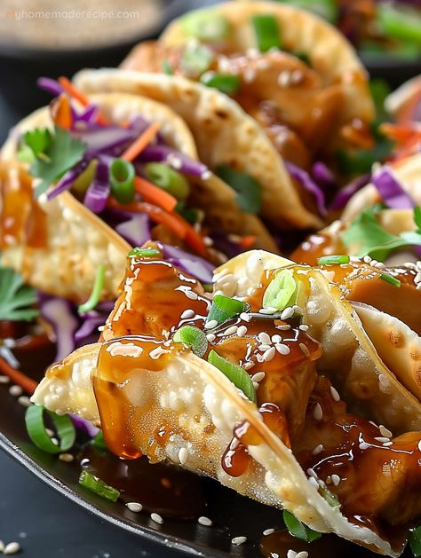 Crispy Chicken Wonton Tacos - A Flavorful Fiesta In Every Bite - My Home Made Recipe Lobster Wontons Recipe, Asian Chicken Tacos With Slaw, Chicken Wonton Tacos Recipe, Crispy Wonton Tacos, Crispy Chicken Wonton Tacos, Asian Wonton Tacos, Asian Nachos Wontons, Wonton Dinner Ideas, Asian Tacos Chicken