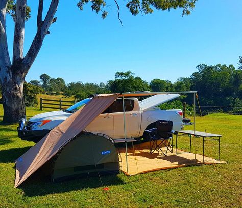 Swag Tent Camping, 4x4 Camping Setup Australia, Swag Setup Camping, Camping Awning Ideas, 4wd Camping Setup Australia, Swag Camping Set Ups, 4wd Camping Setup, Swag Camping, Camping Equipment List