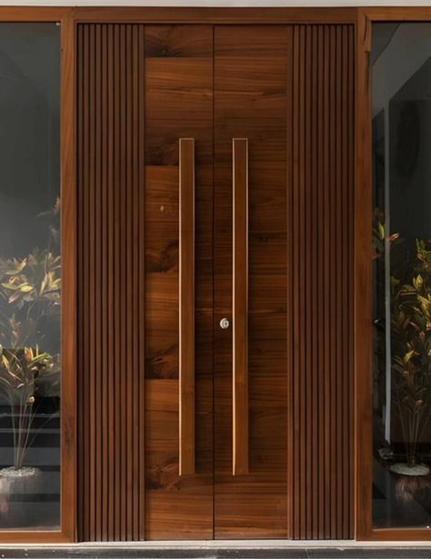 Minimalist Entrance Door, Solid Door Design Modern, Luxury Wooden Door, Wooden Door Main Entrance, Main Entrance Door Design Teak Wood, Villa Main Door Design, Main Door Handle Design Modern, Main Wooden Door Design, Front Door Design Wood Indian