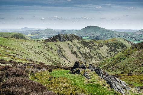 View of Shropshire Hills, looking north-east from the Long Mynd Shropshire Hills, Bishop Castle, Malvern Hills, Basalt Rock, Artist Project, Scenic Beauty, A Hill, New Town, Go Up