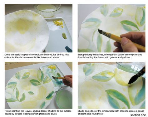 Ceramic stains and underglazes mixed with water painted on unfired white-glazed bisque is pretty similar to watercolor painting on paper. The main differen Throwing Pottery, Glaze Techniques, Pottery Making Illustrated, Ceramic Arts Daily, Watercolor Art Diy, Ceramic Glaze Recipes, Simple Watercolor, Majolica Pottery, Watercolor Art Paintings