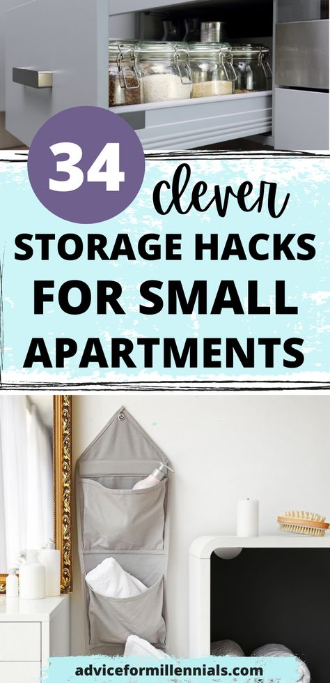 34 clever storage hacks for small apartments Small Apartment Storage Hacks, Small Apartment Storage Solutions, Hacks For Small Apartments, Apartment Storage Hacks, Apartment Storage Solutions, Footrest Ottoman, Small Apartment Hacks, Small House Storage, Small Apartment Storage