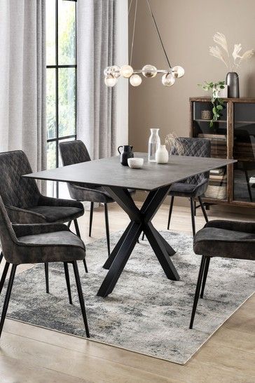 Astoria 6 Seater Dining Table Grey Kitchen Table, Diner Table, Grey Dining Tables, Ceramic Dining Table, 6 Seater Dining Table, Gray And White Kitchen, Grey Dining Room, Gray Dining Chairs, White Dining Table