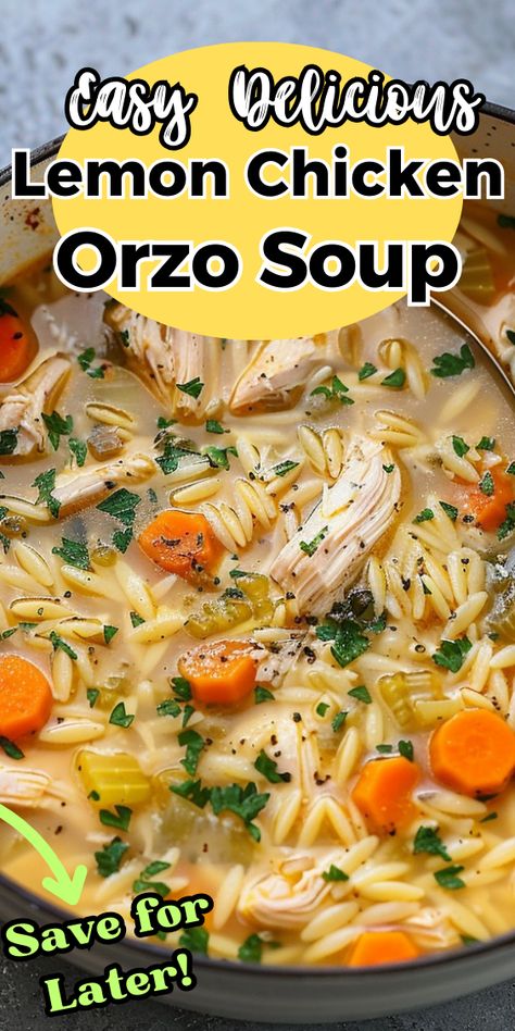 Lemon Chicken Orzo Soup Salt And Lavender Lemon Chicken Orzo Soup, Easy Lemon Orzo Soup, Joy Bauer Lemon Chicken Orzo Soup, Chicken Orzo Soup Recipes Homemade, Panera Lemon Chicken Orzo Soup, Homemade Chicken Orzo Soup, Lemon Chicken Stew, Orzo Soup Chicken, Soup Recipes With Orzo Pasta