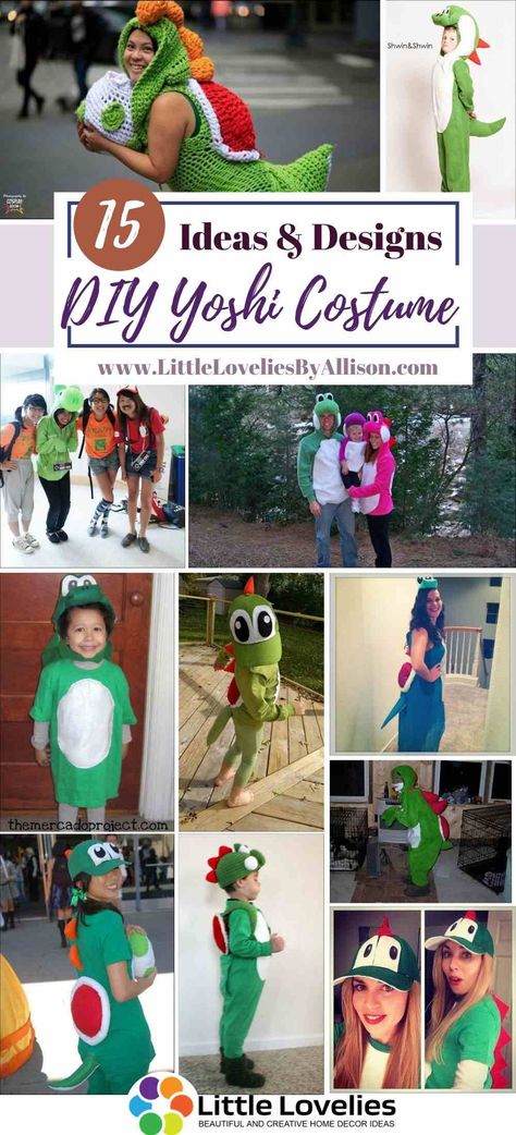 15 DIY Yoshi Costume Ideas - How To Make A Yoshi Costume Diy Womens Yoshi Costume, Yoshi And Birdo Mario Costume, Yoshi Womens Costume, Pink Yoshi Costume Diy, Yoshi Tail Diy, Toad Halloween Costume Super Mario, Mario Yoshi Costume, Birdo Mario Costume Diy Women, Homemade Yoshi Costume