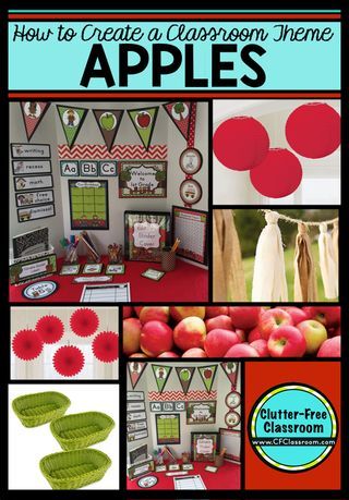 Apple Themed Classroom - Ideas & Printable Classroom Decorations Apple Theme Classroom, Classroom Theme Ideas, Apple Classroom, Classroom Organization Elementary, Clutter Free Classroom, Preschool Rooms, Printable Classroom Decor, Classroom Transformation, Apple Decorations