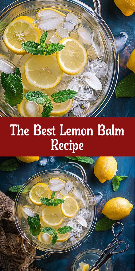 Savor the delightful flavor of lemon balm with this delicious drink recipe—perfect for using fresh herbs! Blended Lemon Drink, Lemon Balm Water Recipe, Lemon Balm Syrup, Lemon Balm Drink Recipes, How To Make Lemon Balm Tea, Lemon Balm Water, Lemon Balm Recipes Ozempic, Lemon Balm Recipes Drinks, Lemon Balm Drink