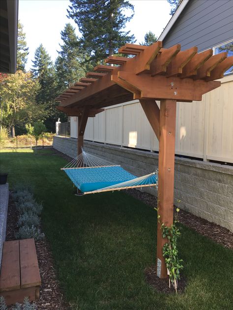 Hammock Pergola Hammock Pergola, Pergola Hammock, Backyard Entertaining Space, Hammock Area, Hammock Ideas, Acreage Living, Outdoor Styling, Grape Arbor, Gate Garden