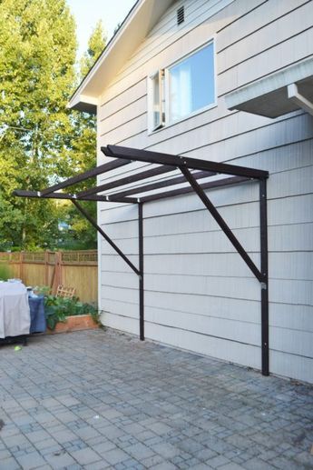 Simple Garden Furniture Ideas, Small Patio Ideas On A Budget, Cheap Pergola, Building A Pergola, Pergola Attached To House, Pergola Design, Patio Shade, Budget Patio, Backyard Pergola