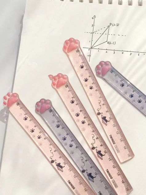 Multicolor  Collar  Plastic  Ruler Embellished   School & Educational Supplies Aesthetic Ruler, Kids School Gifts, School Supplies Cute, Pretty School Supplies, School Suplies, Stationery Obsession, Cute Stationary School Supplies, Cute School Stationary, Kawaii School Supplies