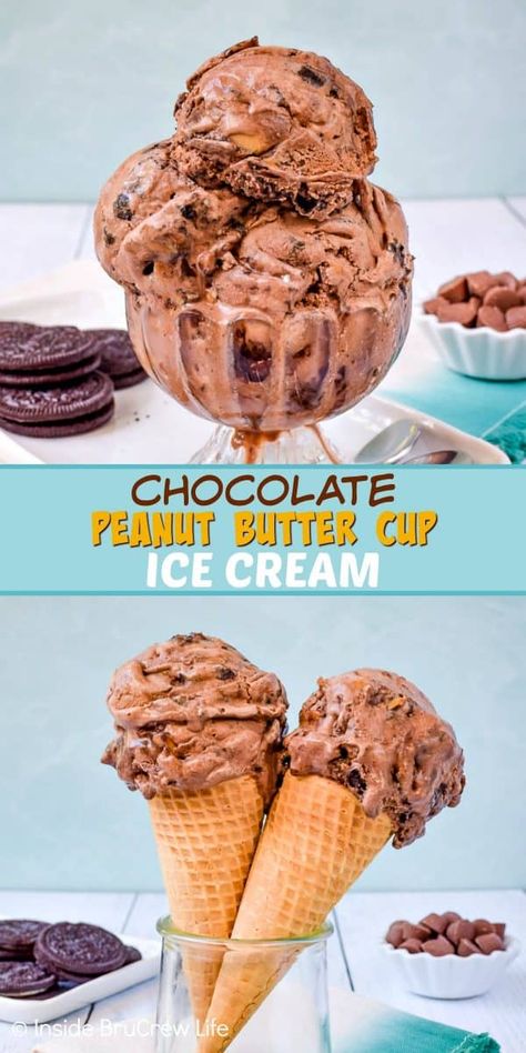 Peanut Butter Fudge Ice Cream, Alcohol Desserts, Peanut Butter Cup Ice Cream, Chocolate Peanut Butter Ice Cream, Cup Ice Cream, Easy Homemade Ice Cream, Easy Ice Cream Recipe, Ice Cream Maker Recipes, Peanut Butter Ice Cream