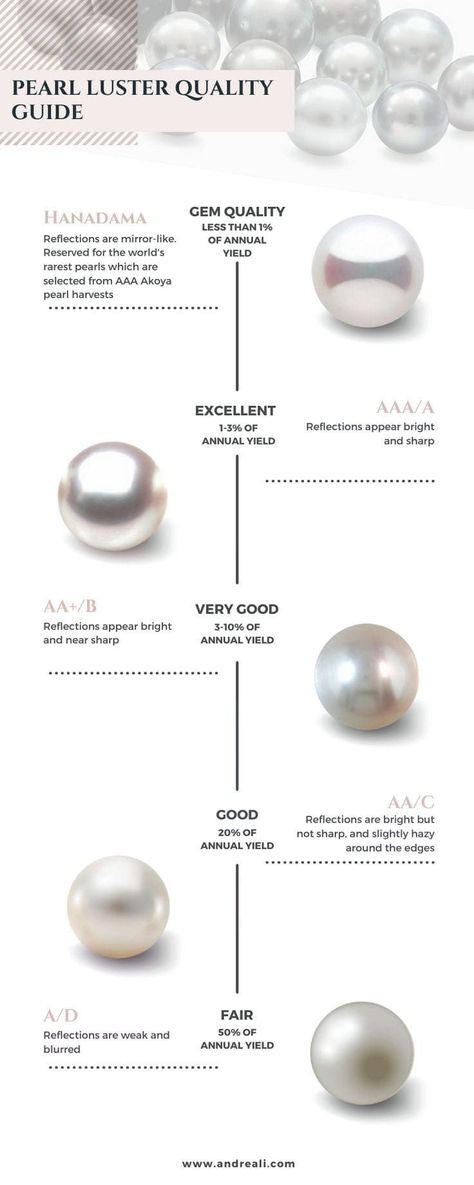 Pearl Quality matters! Delve deep into our guide and understand what distinguishes a high quality pearl from a low quality one. Become a pearl connoisseur today! Delicate Pearl Jewelry, Types Of Pearls, Modern Wedding Jewelry, Guide Infographic, Minimalist Wedding Jewelry, Unique Pearl Earrings, Modern Pearl Jewelry, Handmade Wedding Jewellery, Pearl Bracelet Jewelry