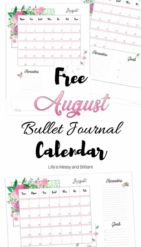 August Calendar Printable - August Bullet Journal Calendar #bulletjournal #Calendar August Bullet Journal Calendar, Bullet Journal Calendar Printable, March Calendar Printable, Bullet Journal Monthly Calendar, August Bullet Journal, Bullet Journal Calendar, College Studying, Pilot G2 Pens, Bullet Journal Contents