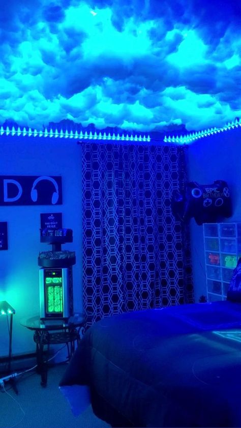 Gaming Setup Aesthetic, Gamer Room Design, Deco Gamer, Gaming Room Ideas, Cool Bedrooms For Boys, Games Room Inspiration, Aesthetic Game, Aesthetic Gaming