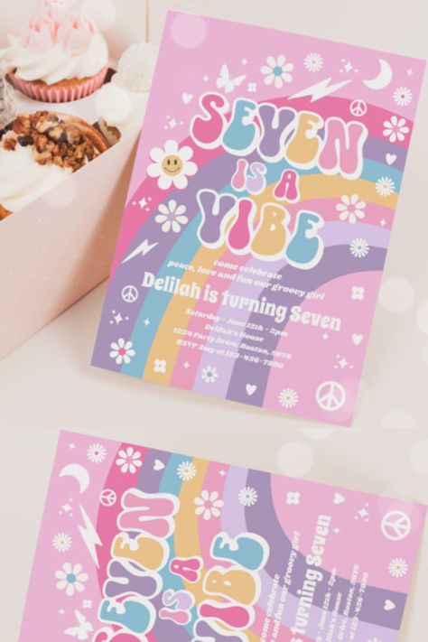 As a Zazzle Affiliate, I earn from qualifying purchases. 🎉 Join us for an unforgettable celebration as we turn seven! Your presence is the missing piece to make our 7th birthday bash complete. Brace yourself for a day filled with laughter, joy, and magical moments tailored just for you. Our invitation isn't just a card; it's a canvas waiting for your personal touch. Embrace the spirit of customization and exclusivity as we craft an experience that reflects your unique style. 7th Girl Birthday Party Ideas, Seven Is A Vibe Birthday, Girls 7th Birthday Party Themes, 7 Birthday Party Ideas Girl, 7 Year Birthday Party Ideas Girl, Girls 6th Birthday Party Ideas, Girls 7th Birthday Party Ideas, 7th Birthday Party For Girls Themes, 5th Birthday Ideas For Girls Themes