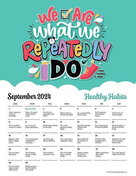 2024-25 PE Challenge Calendar-september Workplace Activities, Health Calendar, Challenge Calendar, Calendar September, Academic Calendar, School Calendar, Emotional Awareness, Daily Challenges, Calendar Printable