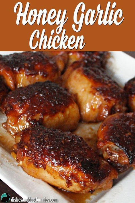 Honey Garlic Chicken Dust Bunnies, Garlic Chicken Recipes, Honey Chicken, Honey Garlic Chicken, Honey Recipes, Chicken Dishes Recipes, Honey Garlic, Idee Pasto Sano, Baked Chicken Recipes