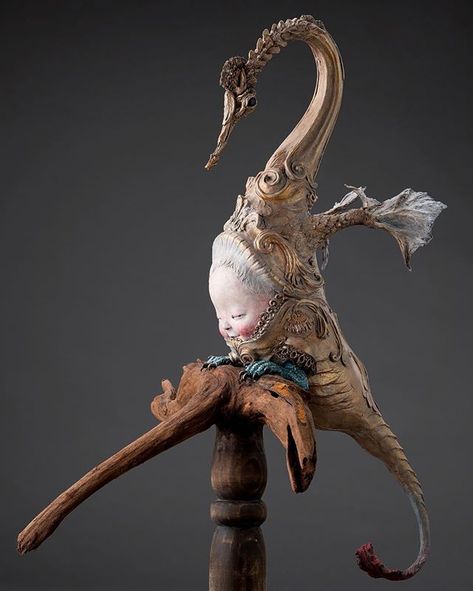 Akishi Ueda @akishi_ueda - Star Traveler (clay/wood/paint) 30 x 52 x 15 cm. 2018 #akishiueda Akishi Ueda, Character Artstyle, Artist Sculpture, Clay Sculptures, Wood Paint, Wood Painting, Weird Art, Sculpture Clay, Art Pictures