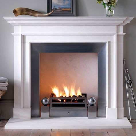 Transitional Fireplaces, Limestone Fireplace Surround, Contemporary Fireplace Designs, Transitional Fireplace, Fire Surrounds, Fireplace Heat, Transitional Farmhouse, Double Sided Fireplace, Fire Surround